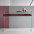 Console design en verre extra-clair avec plateau Made in Italy - Impératif Viadurini