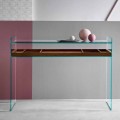Design Consolle en verre extraclair avec plateau Made in Italy - Imperativo