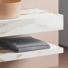 Console et étagère de salle de bain en Gres et lavabo en Vetrochina, 4 couleurs - Rametina Viadurini