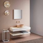 Console et étagère de salle de bain en Gres et lavabo en Vetrochina, 4 couleurs - Rametina Viadurini