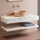 Console et étagère de salle de bain en Gres et lavabo en Vetrochina, 4 couleurs - Rametina Viadurini