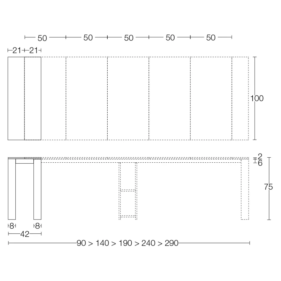 Console d'extérieur extensible avec base en métal et plateau en Hpl - Aghetto Viadurini