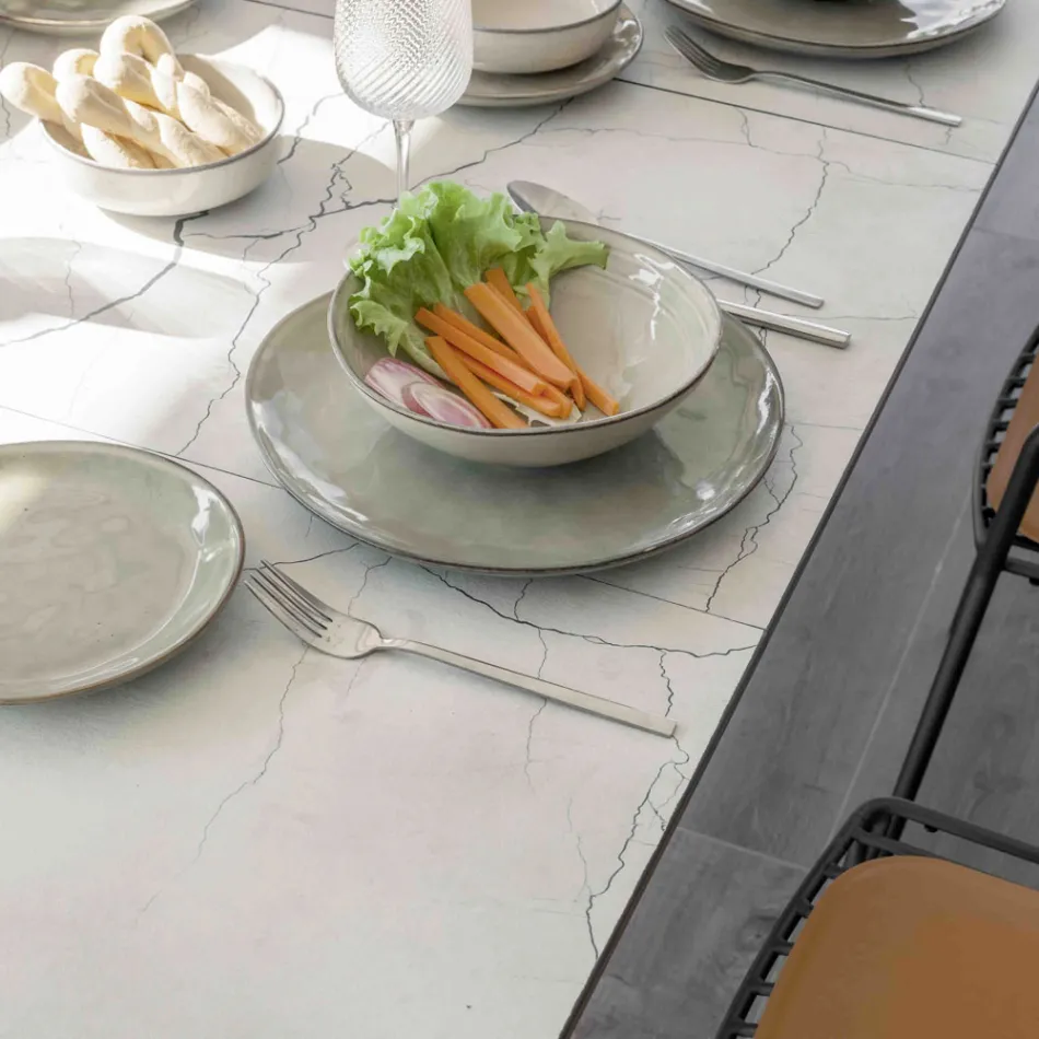 Console d'extérieur extensible avec base en métal et plateau en Hpl - Aghetto Viadurini