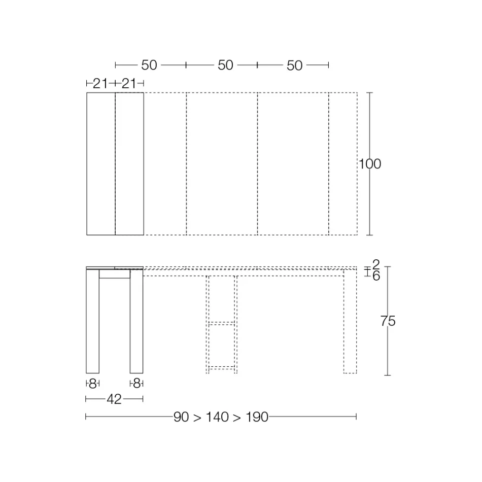 Console d'extérieur extensible avec base en métal et plateau en Hpl - Aghetto Viadurini