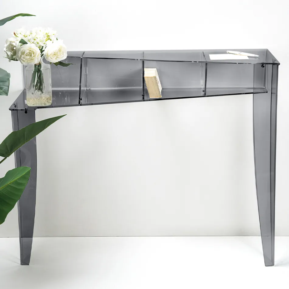 Console Fixe avec 4 Compartiments de Rangement d'Objets en PMMA Made in Italy - Aladdin Viadurini