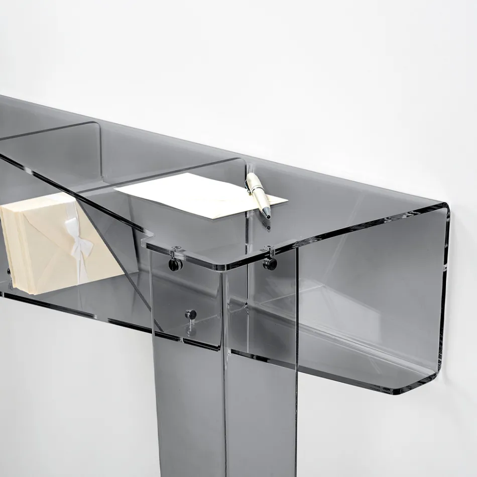 Console Fixe avec 4 Compartiments de Rangement d'Objets en PMMA Made in Italy - Aladdin Viadurini