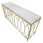 Console d'entrée fixe en fer doré avec plateau en verre - Primula Viadurini