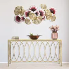 Console d'entrée fixe en fer doré avec plateau en verre - Primula Viadurini