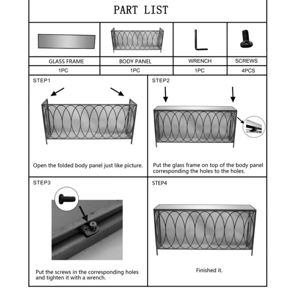 Console d'entrée fixe en fer doré avec plateau en verre - Primula Viadurini