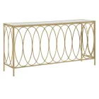 Console d'entrée fixe en fer doré avec plateau en verre - Primula Viadurini