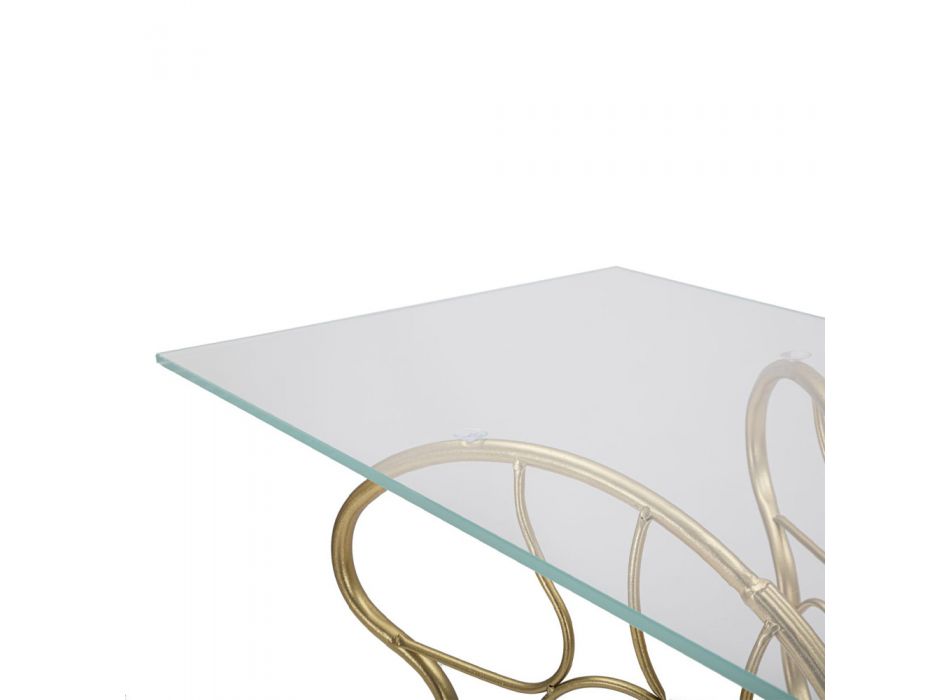 Console en fer finition dorée avec plateau en verre transparent - Farella Viadurini