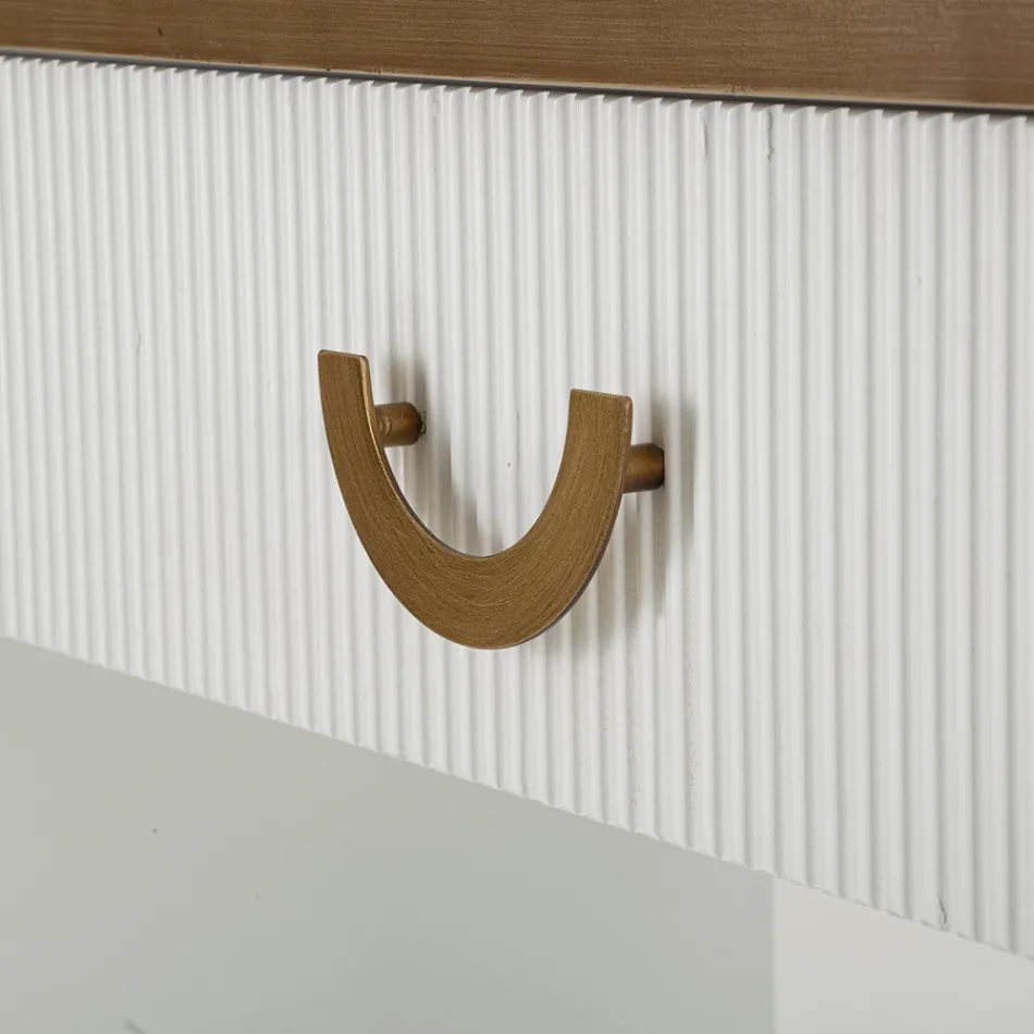 Console en bois avec plateau et inserts au design arrondi et tiroir - Rachel Viadurini