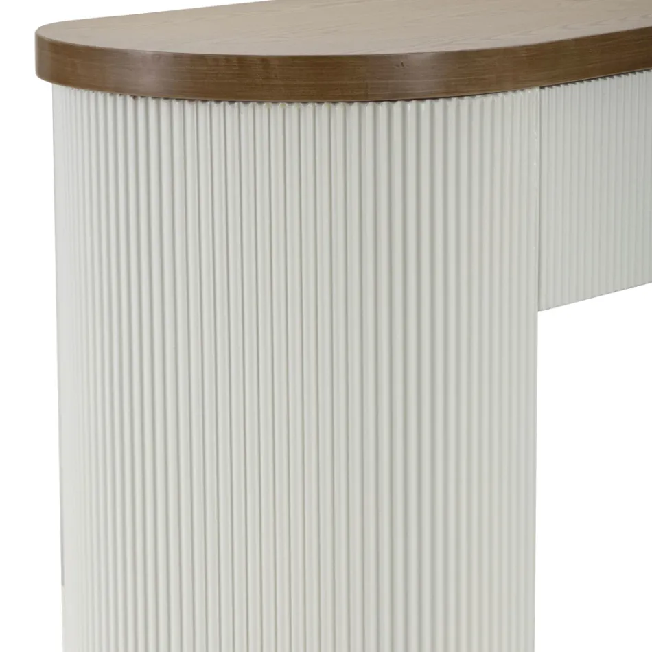 Console en bois avec plateau et inserts au design arrondi et tiroir - Rachel Viadurini