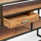 Console en bois d'acacia et acier avec tiroir design Homemotion - Cristoforo Viadurini