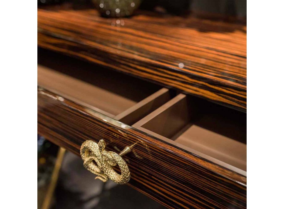 Console en bois d'ébène poli avec 4 tiroirs Ada Viadurini
