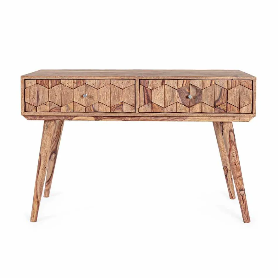 Console en bois de sheesham avec deux tiroirs Design de luxe Homemotion - Fregene Viadurini