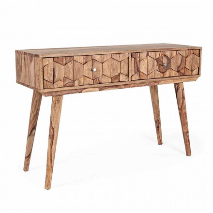 Console en bois de sheesham avec deux tiroirs Design de luxe Homemotion - Fregene Viadurini