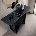 Console Concordia en métal avec plateau en céramique effet marbre, fabriquée en Italie