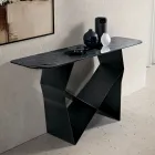 Console Concordia en métal et plateau en verre martelé avec dos argenté Viadurini