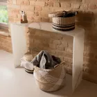 Console en verre trempé incurvé de 10 mm avec effet marbre - Agordo Viadurini