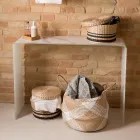 Console en verre trempé incurvé de 10 mm avec effet marbre - Agordo Viadurini