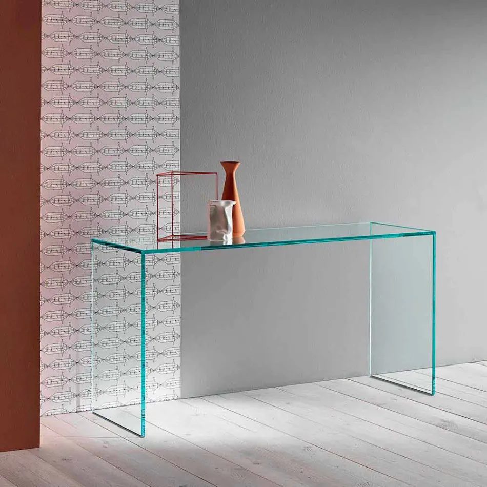 Console en Verre Extra-clair Élégant Design Minimal 2 Dimensions - Selex Viadurini