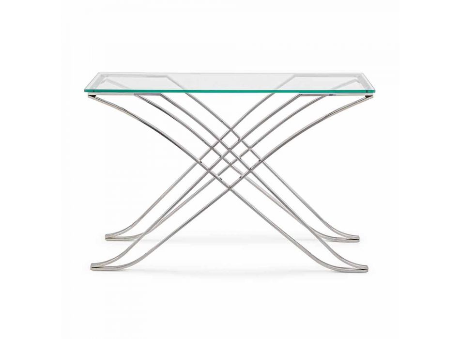 Consolle en verre trempé et base en acier Design moderne Homemotion - Zafira Viadurini