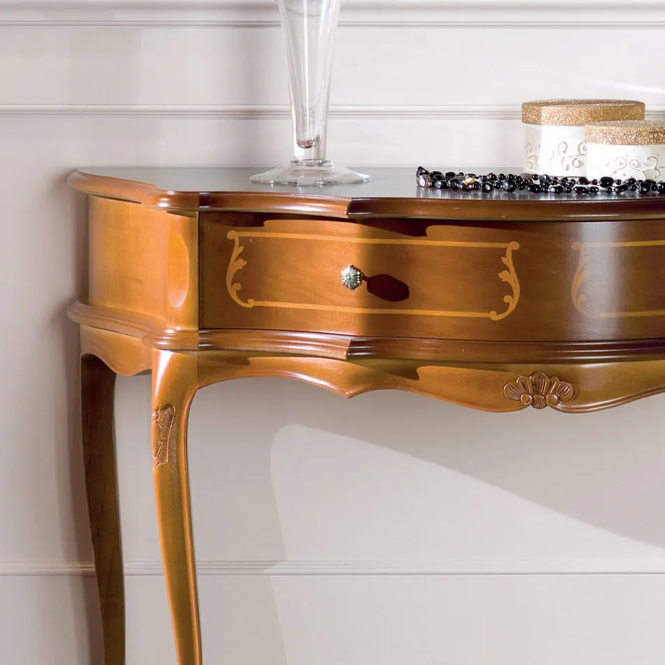 Console d'entrée classique en bois avec 1 tiroir Made in Italy - Leonor Viadurini