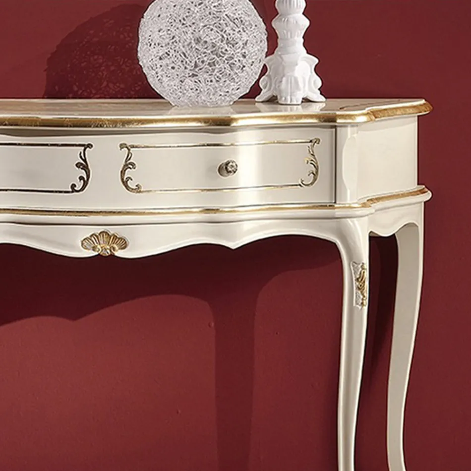 Console d'entrée classique en bois avec 1 tiroir Made in Italy - Leonor Viadurini