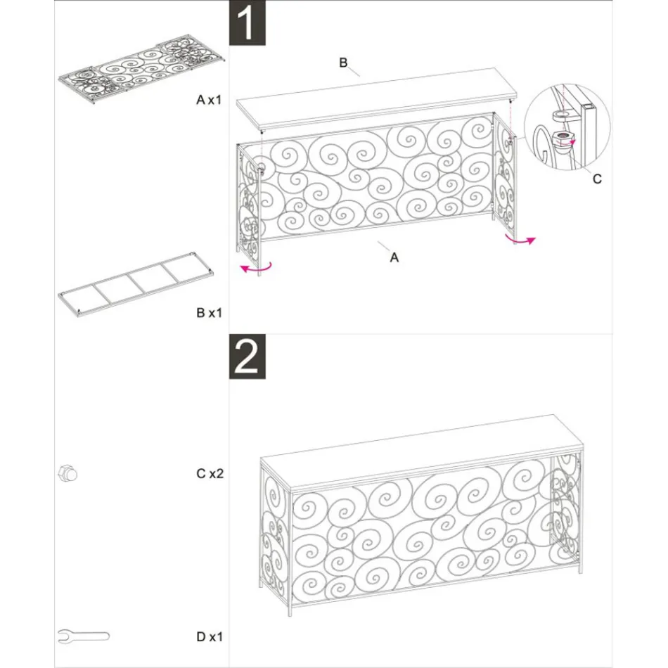Console d'Entrée Dorée avec Structure en Fer et Plateau en Marbre - Carlotta Viadurini