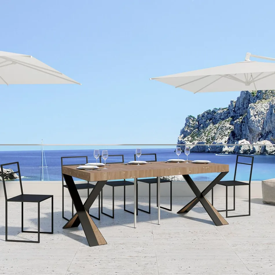 Console moderne extensible jusqu'à 300 cm avec cadre anthracite fabriquée en Italie - Avventura Viadurini