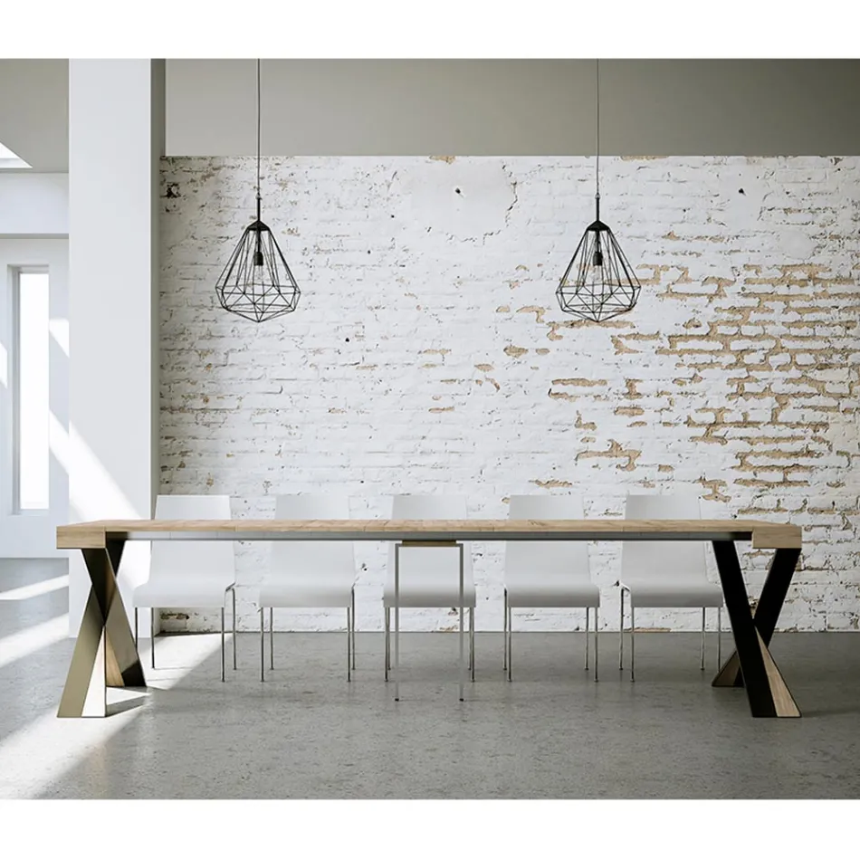 Console moderne extensible jusqu'à 300 cm avec cadre anthracite fabriquée en Italie - Avventura Viadurini