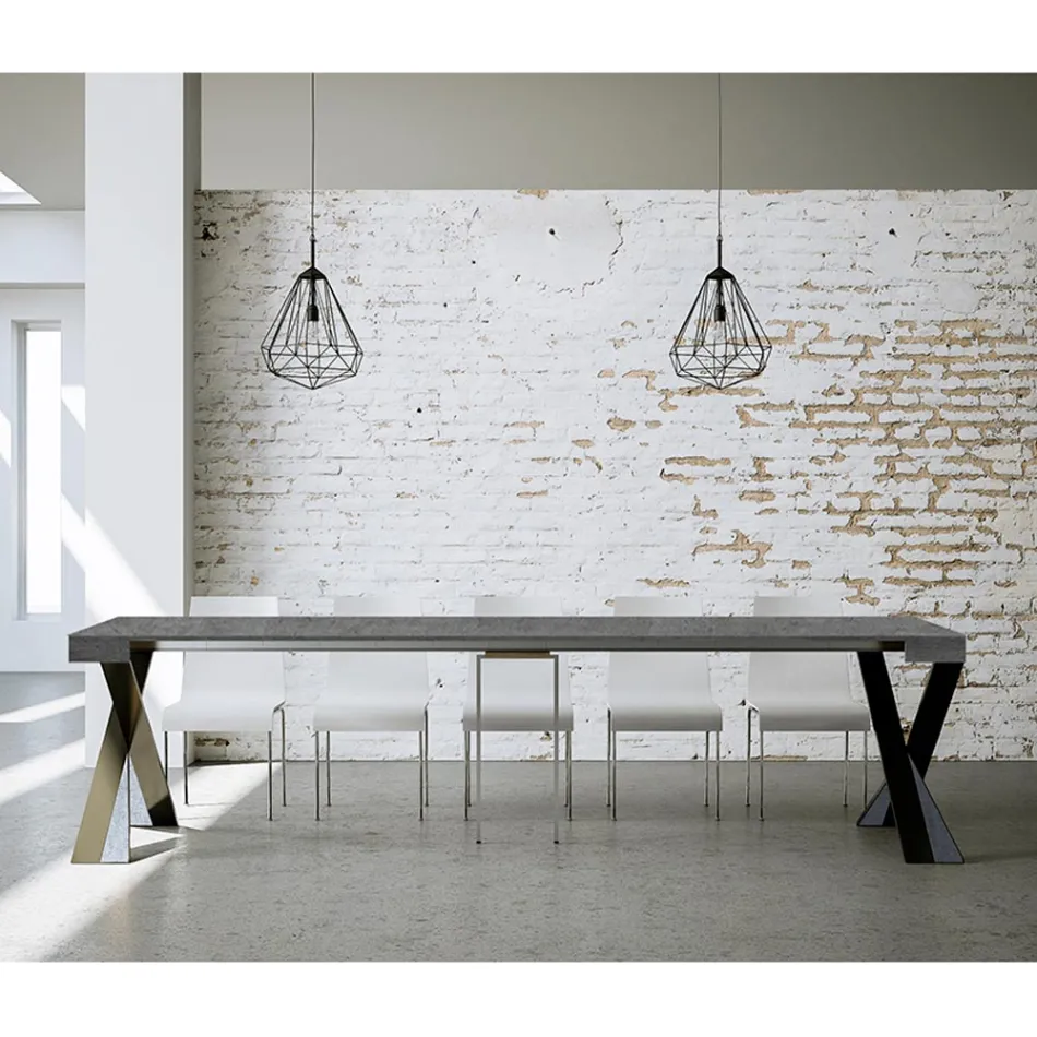 Console moderne extensible jusqu'à 300 cm avec cadre anthracite fabriquée en Italie - Avventura Viadurini