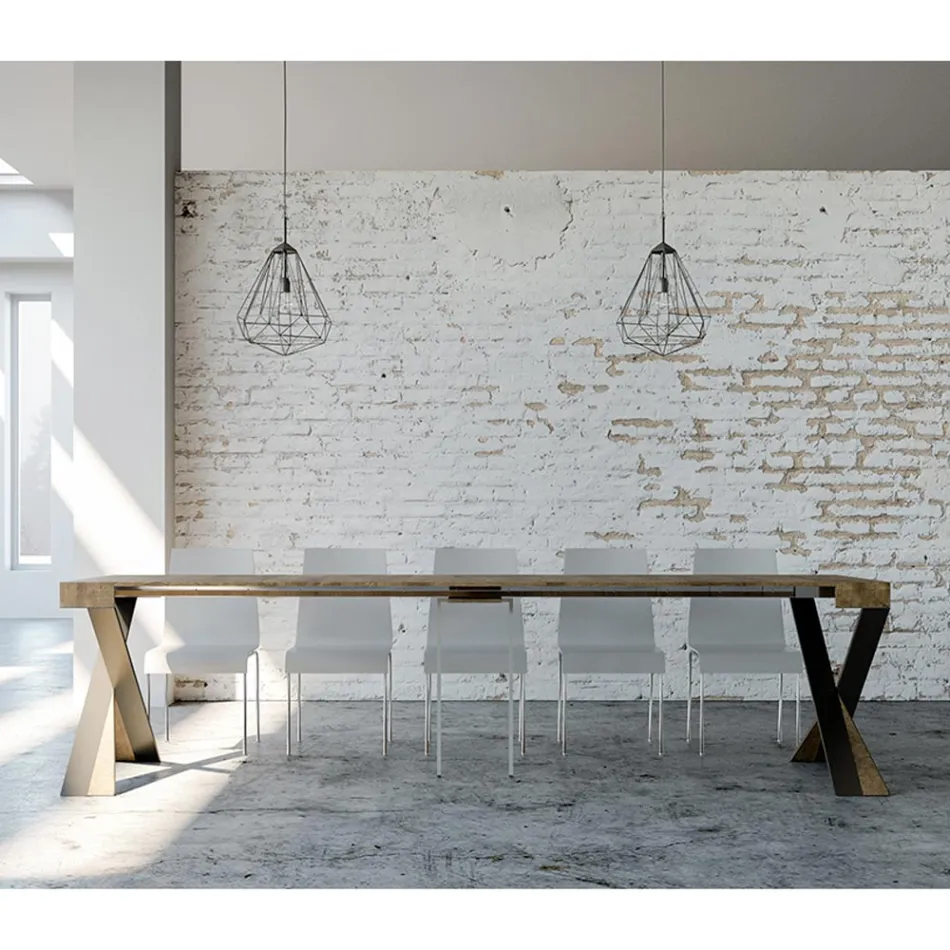 Console moderne extensible jusqu'à 300 cm avec cadre anthracite fabriquée en Italie - Avventura Viadurini