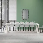 Console moderne extensible jusqu'à 300 cm avec cadre blanc fabriquée en Italie - Miroir Viadurini