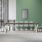 Console moderne extensible jusqu'à 300 cm avec cadre blanc fabriquée en Italie - Miroir Viadurini