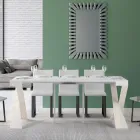 Console moderne extensible jusqu'à 300 cm avec cadre blanc fabriquée en Italie - Miroir Viadurini