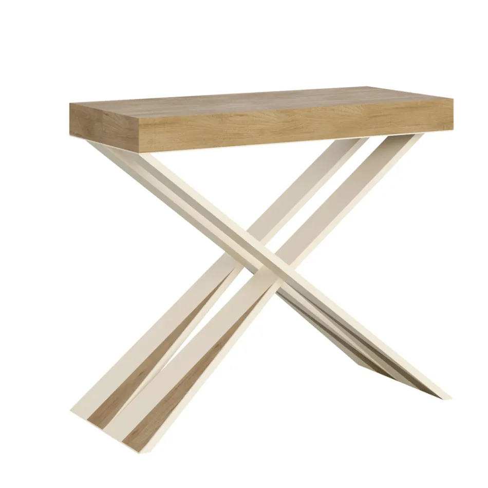 Console moderne extensible jusqu'à 300 cm avec cadre blanc fabriquée en Italie - Miroir Viadurini