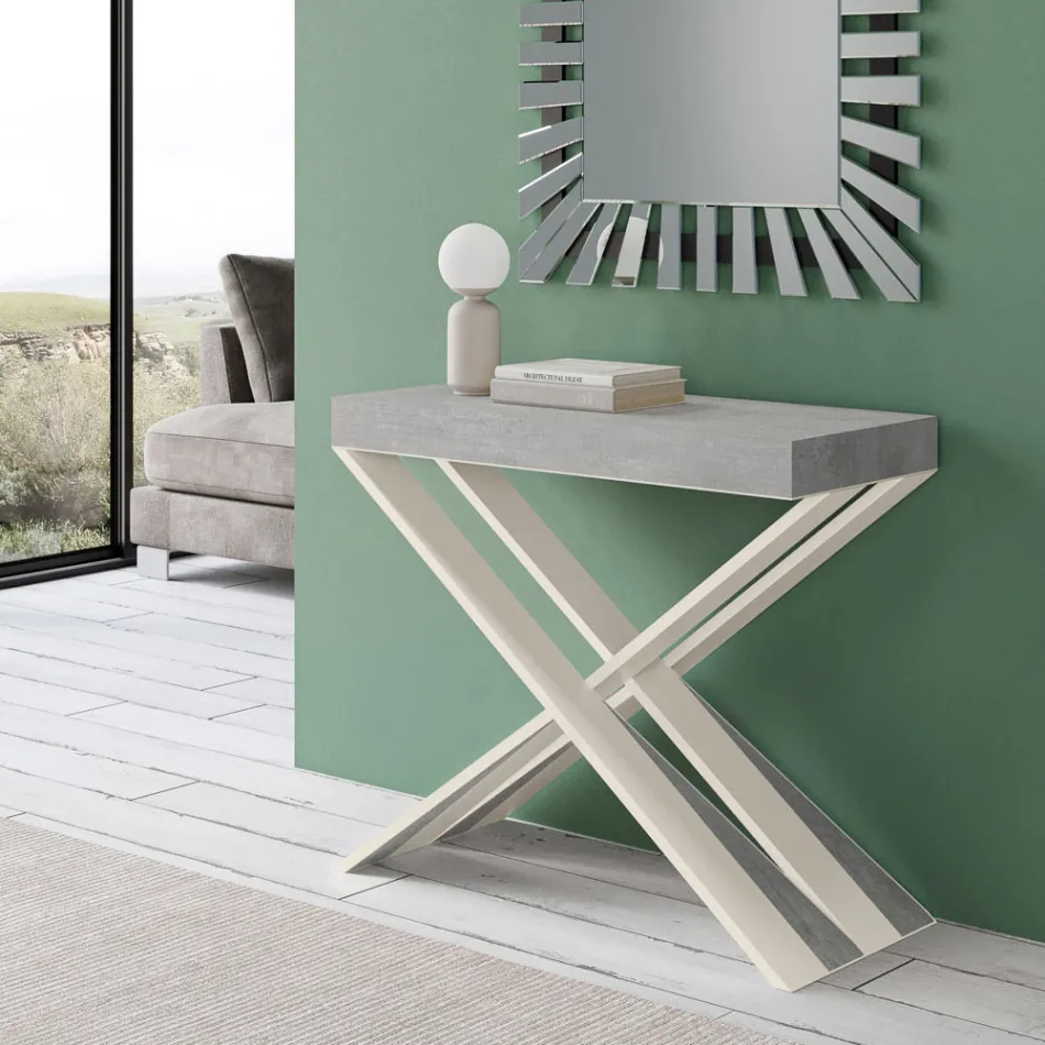 Console moderne extensible jusqu'à 300 cm avec cadre blanc fabriquée en Italie - Miroir Viadurini