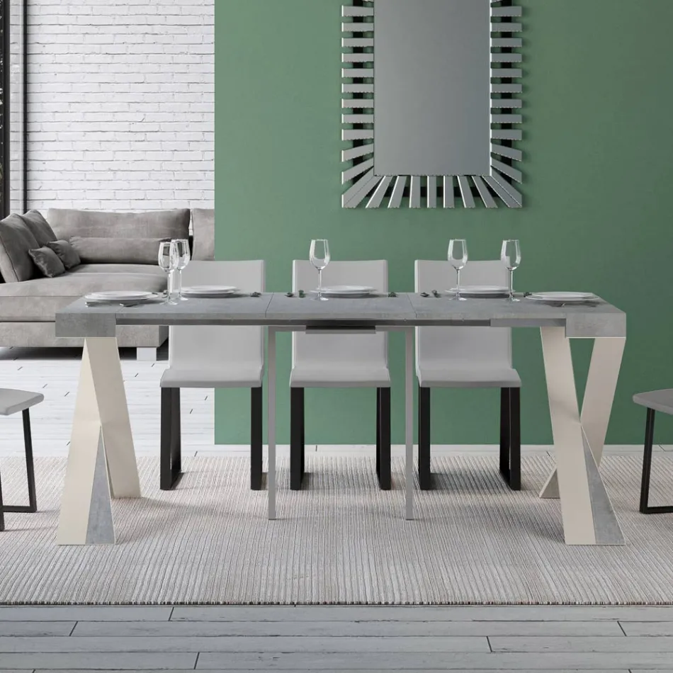 Console moderne extensible jusqu'à 300 cm avec cadre blanc fabriquée en Italie - Miroir Viadurini