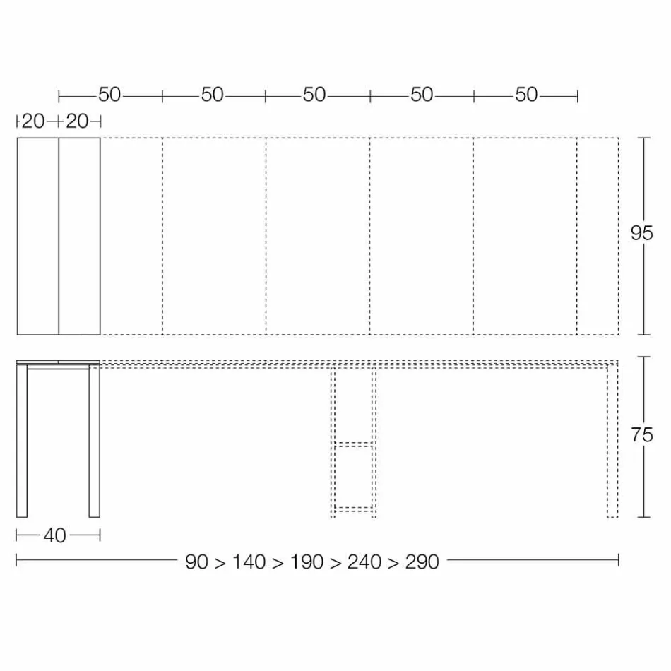 Console moderne extensible en bois de chêne et métal Made in Italy - Nappo Viadurini