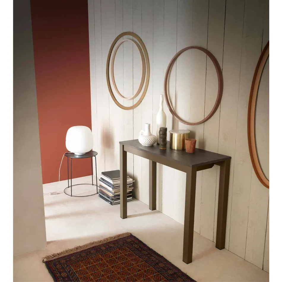 Console moderne extensible en bois de chêne et métal Made in Italy - Nappo Viadurini