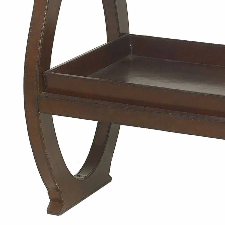 console moderne avec plateau Walter veste en cuir marron Viadurini