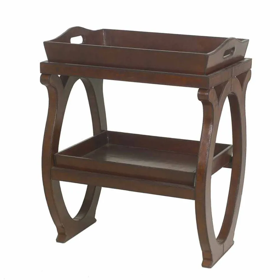 console moderne avec plateau Walter veste en cuir marron Viadurini