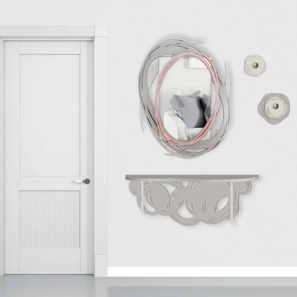 Console de design moderne en bois sable et beige pour montage mural - Orbit Viadurini