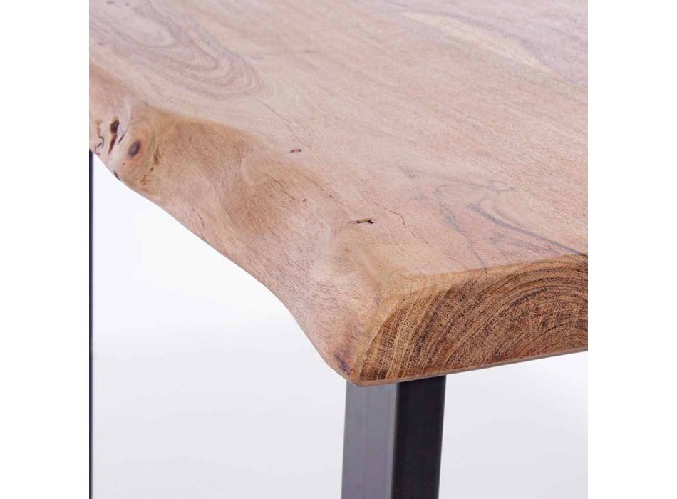 Console moderne en bois d'acacia et acier design Homemotion - Teresanna Viadurini