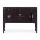 Table Console Design Vintage en Bois d'Orme Noir 5 Tiroirs Homemotion - Sonten Viadurini