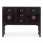 Table Console Design Vintage en Bois d'Orme Noir 5 Tiroirs Homemotion - Sonten Viadurini