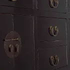 Table Console Design Vintage en Bois d'Orme Noir 5 Tiroirs Homemotion - Sonten Viadurini