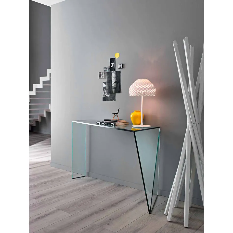 Console pour entrée moderne en verre extralight Made in Italy - Rosalia Viadurini